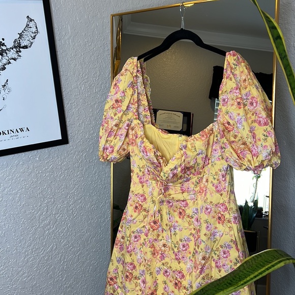HOUSE OF CB 'Felizia' Butter Print Puff Sleeve Sundress NWT - Picture 4 of 10